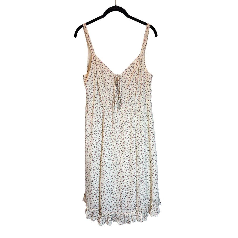 Denim & Supply Ralph Lauren Floral Ditsy Mini Dress Cream Red Smocked Back Large